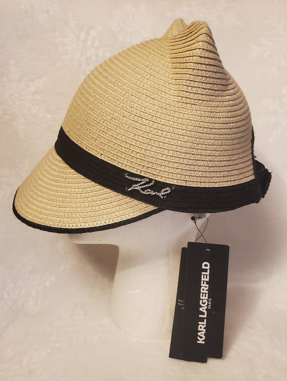 Nwt Karl Lagerfeld Choupette Cat Ears Woven Straw Hat